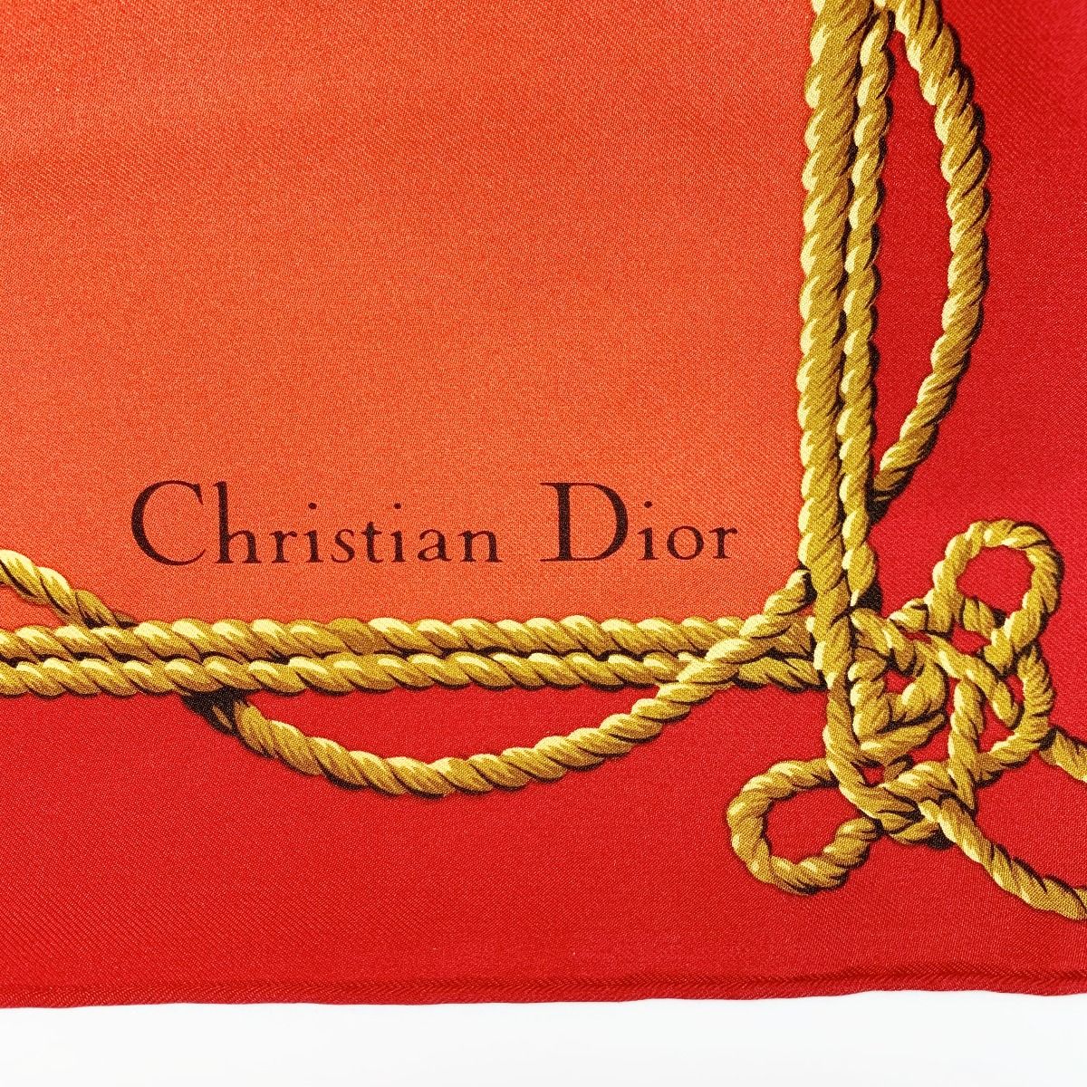 Christian Dior クリスチャンディオール スカーフ レッド シルク100