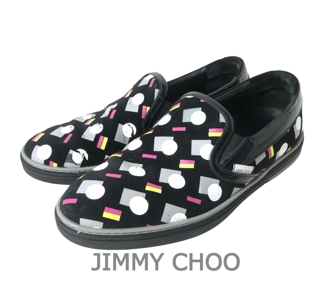 JIMMY CHOO ジミーチュウ サイズ42 約27㎝ スエード×エナメル 総柄