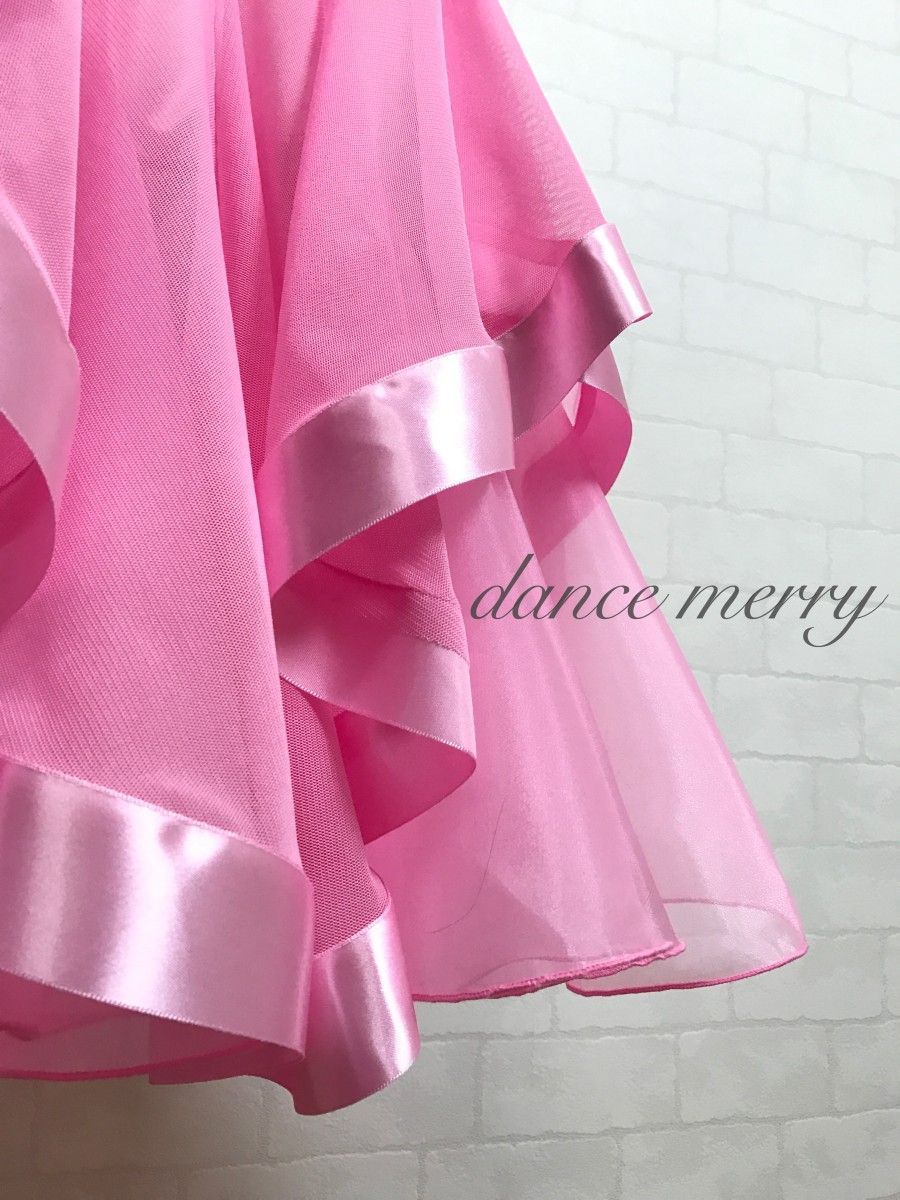 新品 豪華 社交ダンス 薄 ピンク スカート パーティ ワルツ 1185