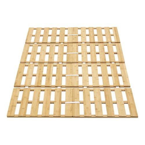 天然竹製 すのこベッド 4つ折り ダブル ナチュラル ベッドフレーム 折りたたみベッド 折り畳みベッド コンパクト 軽量 四つ折り 竹製ベッド バンブーベッド 竹無垢材 低ホルムアルデヒド m