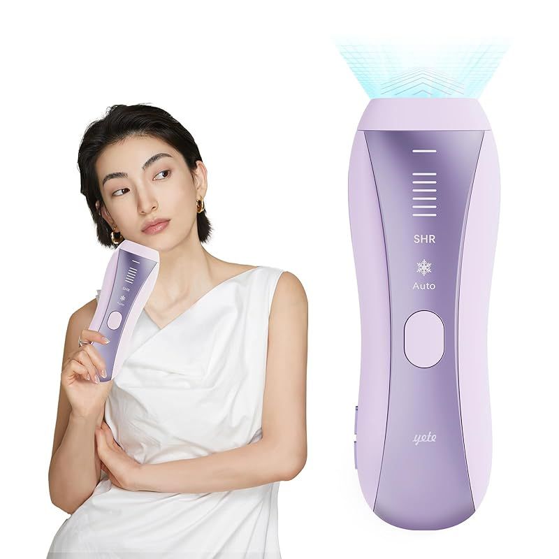 Yete エイティー 脱毛器 IPL 冷感無痛ケア SHR連続照射 スキンセンサー搭載 自動 手動方式 6段階レベル 無限照射回数 VIO対応 全身対応 レディー脱毛器 家庭用 男女兼用 PSE安全認証済み 日本語取扱説明書付き パープル 1