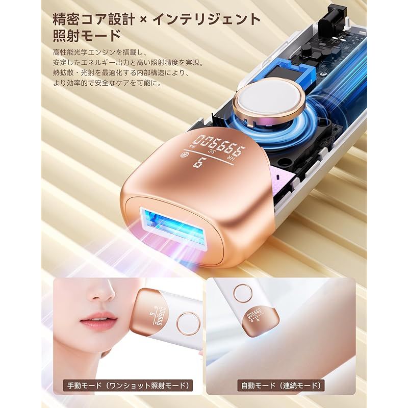 YUNDOO 脱毛器 VIO対応【2025年新モデル・1台3役(HR/SC/RA)・サロン級冷感脱毛器】IPL光脱毛器 メンズ レディース 1台3役(脱毛モ一ド/スキンケア/美肌モード) 双重冷却アイス技術 無痛脱毛 9段階… 即納：YUNDOO 脱毛器 VIO対応【2025年新モデル・1台3役（HR/SC/RA