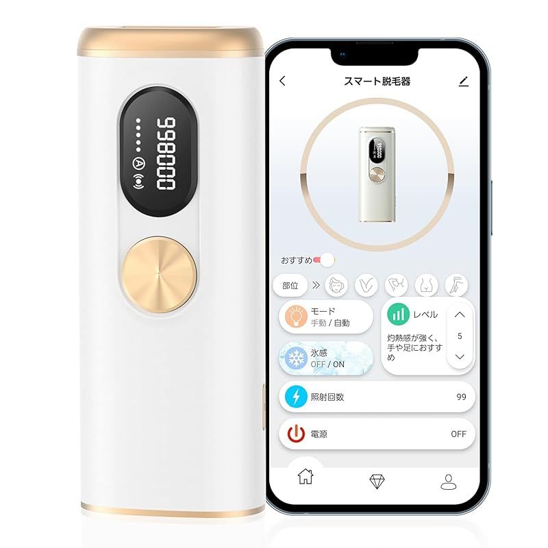 セレンディピティ Serendipity 脱毛器 スマート脱毛器 メンズ 髭 レディース VIO対応 脇下 足 腕 全身対応 冷感 冷却 無痛 日本語アプリ 日程管理 部位により照射強度自動的設定 出力ご提案 ケア頻度ご提案 5段階調節 照射回数99 1