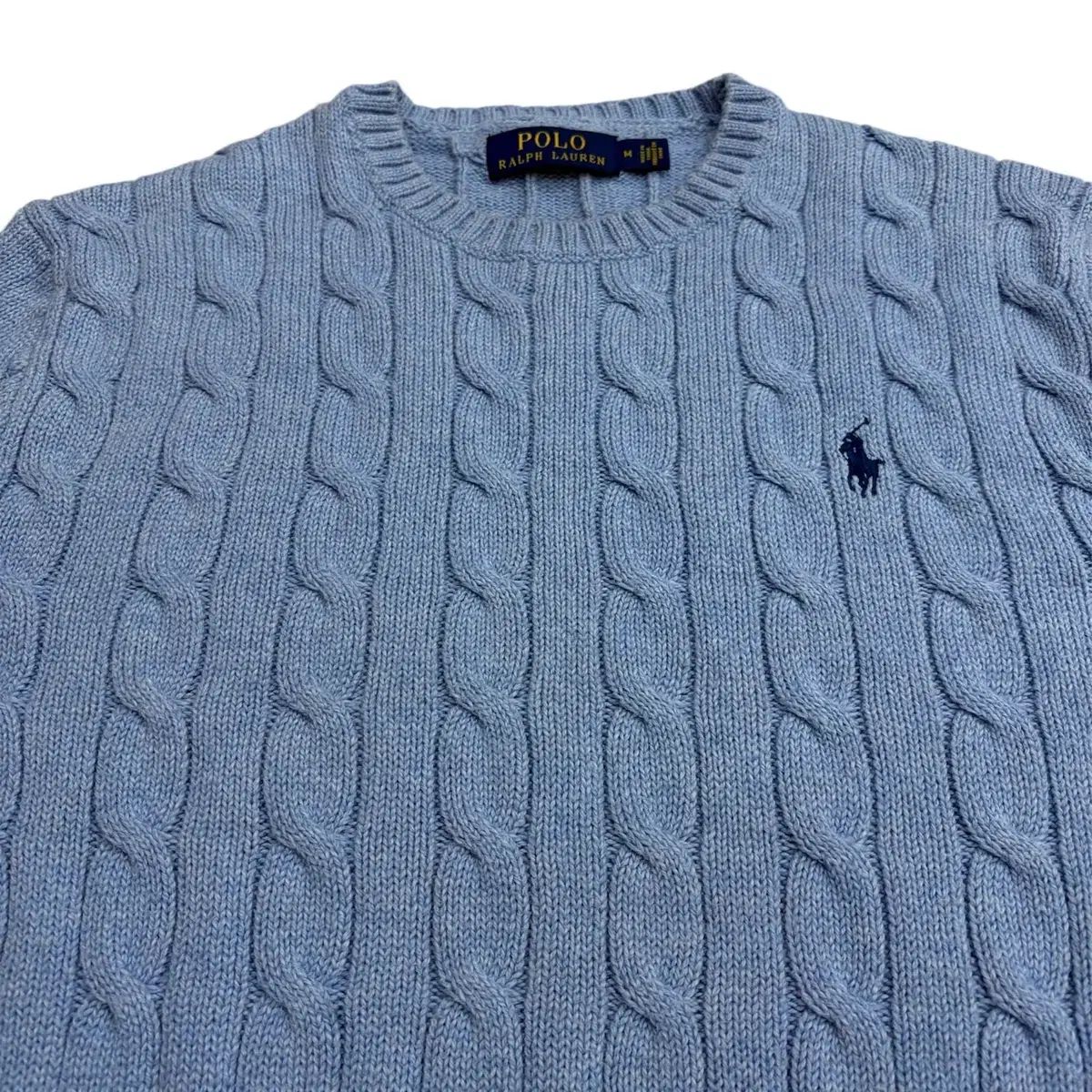 ポロ ラルフローレン アイス ブルー ケーブル ケーブル編み ニット m