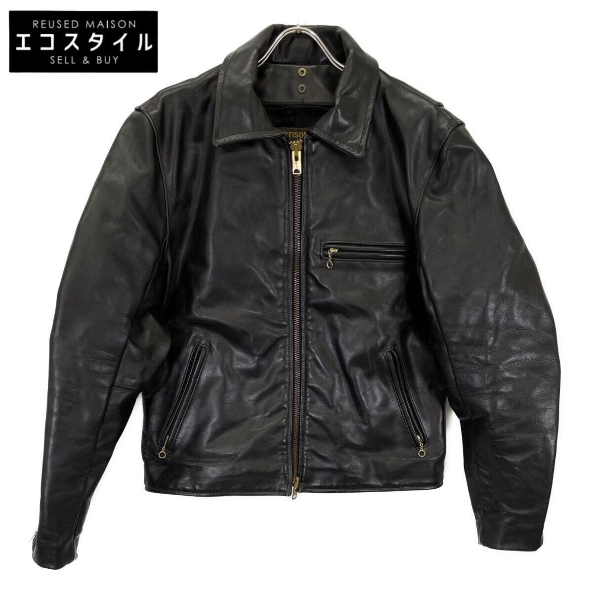 VANSON バンソン ﾜｼﾝﾄﾝﾊｳｽ別注 ﾌﾞﾗｯｸ TALONｼﾞｯﾌﾟ ｼﾝｸﾞﾙﾗｲﾀﾞｰｽｼﾞｬｹｯﾄ 42 