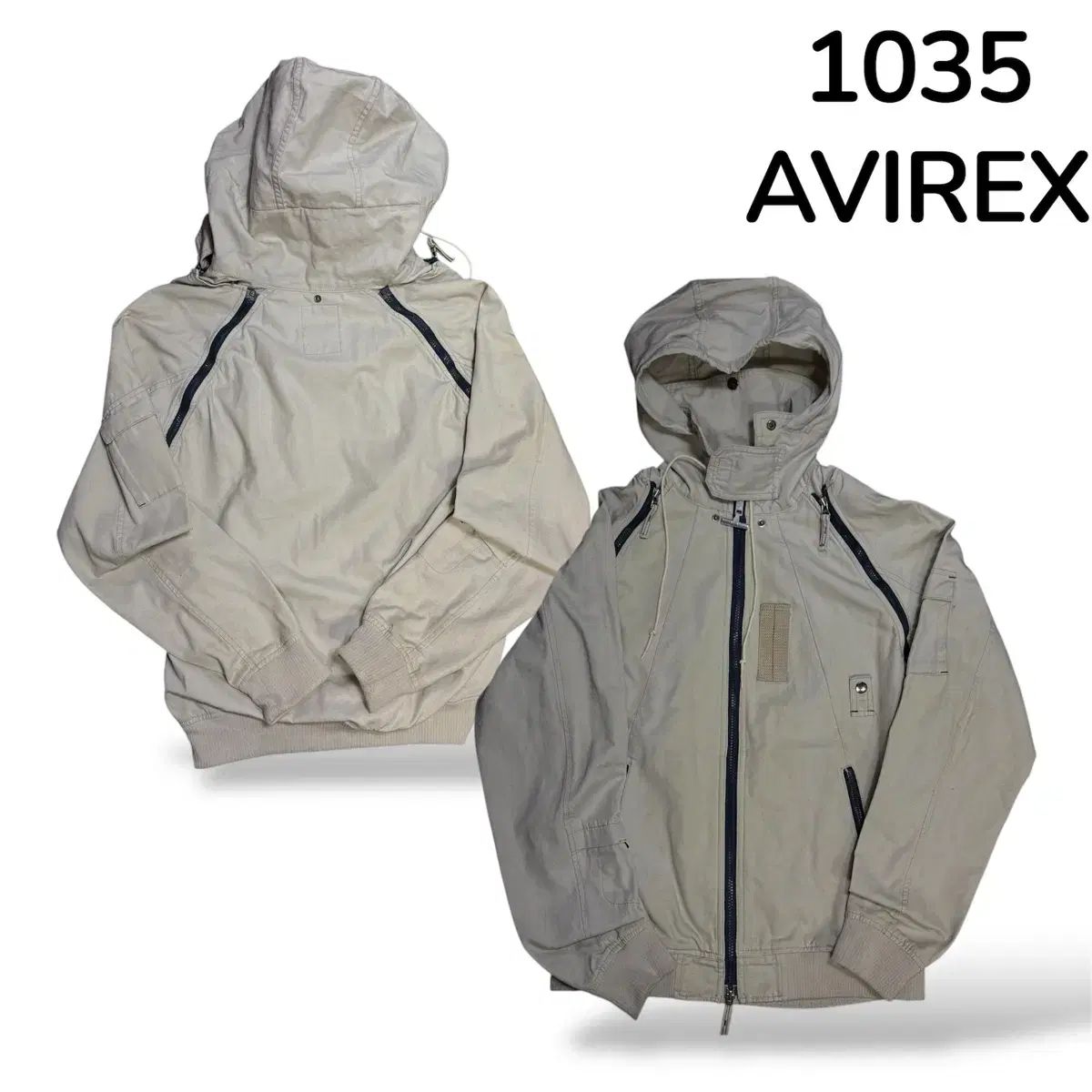 アヴィレックス スリット ツーウェイ ジャケット ヴィンテージ ベージュ L