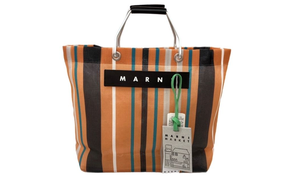 マルニ MARNI マーケット MARKET ストライプ ラージ メッシュ TOTE BAG STRIPE LARGE ハンドバッグ アラベスク TN 296 STR 30 トートバッグ ロゴ マルチカラー 104 B 110