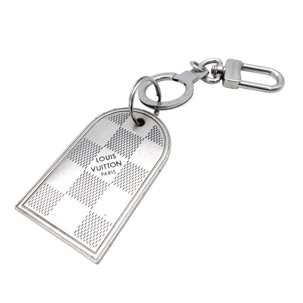 ルイヴィトン LOUIS VUITTON バッグチャーム キーリング プレート シルバー ダミエ 7 12 253