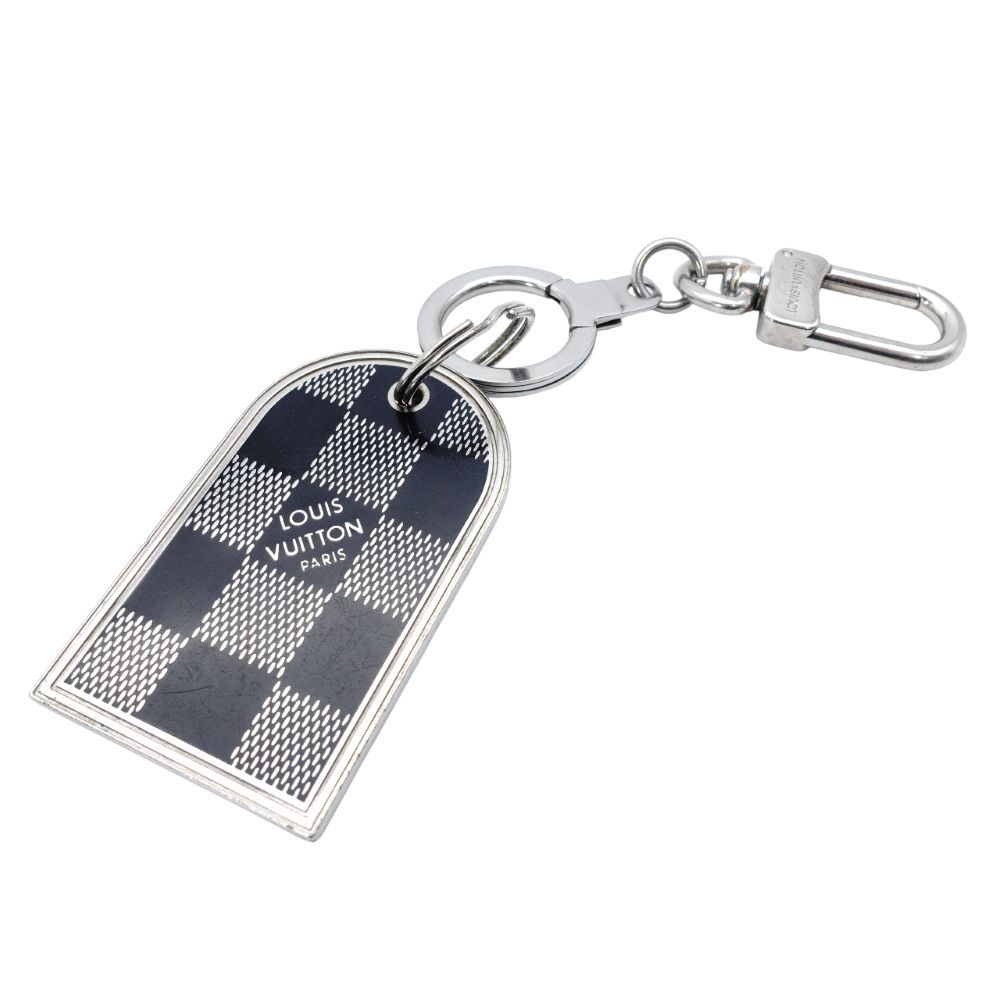 ルイヴィトン LOUIS VUITTON バッグチャーム キーリング プレート シルバー ダミエ 7 12 253