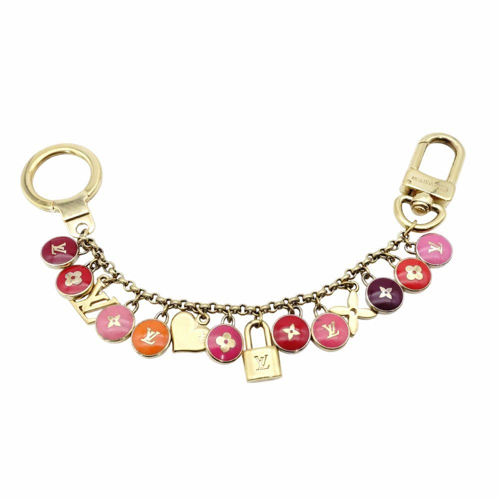ルイヴィトン LOUIS VUITTON バッグチャーム キーリング マルチカラー ゴールド ロゴ 7 12 445