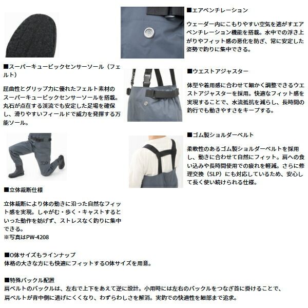  25年 新商品 ダイワ パワーウェーダー フェルトソール PW 3208 グレー Lサイズ その他 ウェア