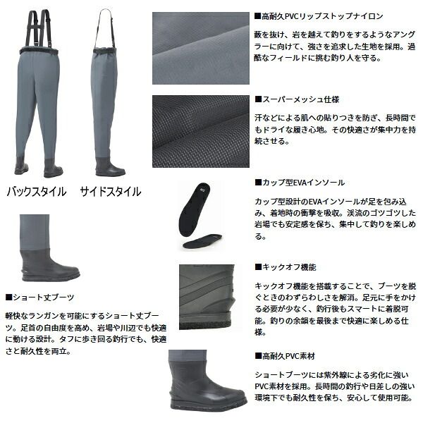25年 新商品 ダイワ パワーウェーダー フェルトソール PW 3208 グレー LOサイズ
