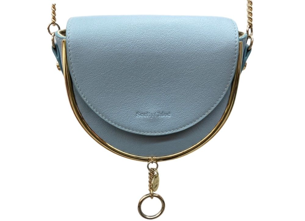 シーバイクロエ SEE BY CHLOE マラ MARA イブニングバッグ EVENING BAG クロスボディ シグネチャー BLUE 水色 青 ショルダーバッグ ロゴ ブルー 104 B 111