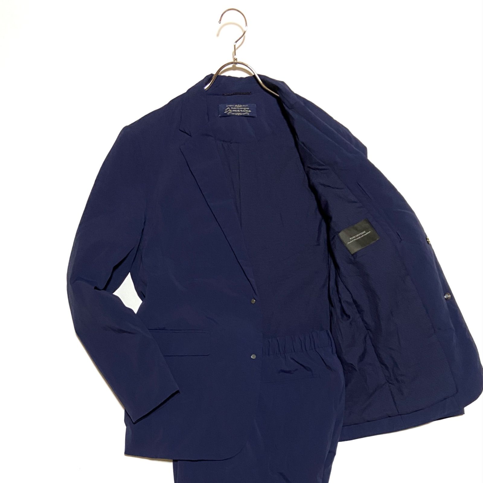 nano universe ナノユニバース ダメリーノ 中綿 セットアップ スーツ ネイビー M 668 1218010