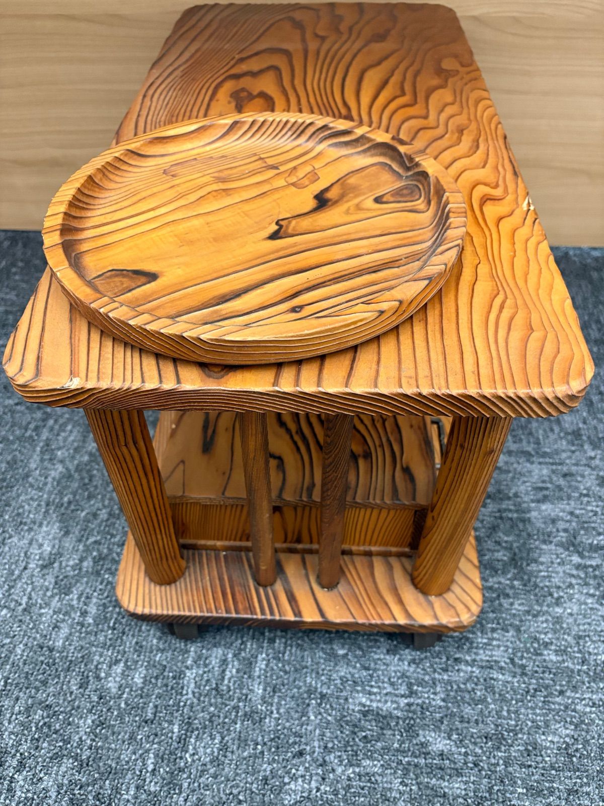 昭和レトロ お座敷ワゴン ポットワゴン 木製 引き出懐かしい 家具 ポット台 □在庫限り・入荷なし□ ポットワゴン お座敷ワゴン 3段 木製 幅44.5cm