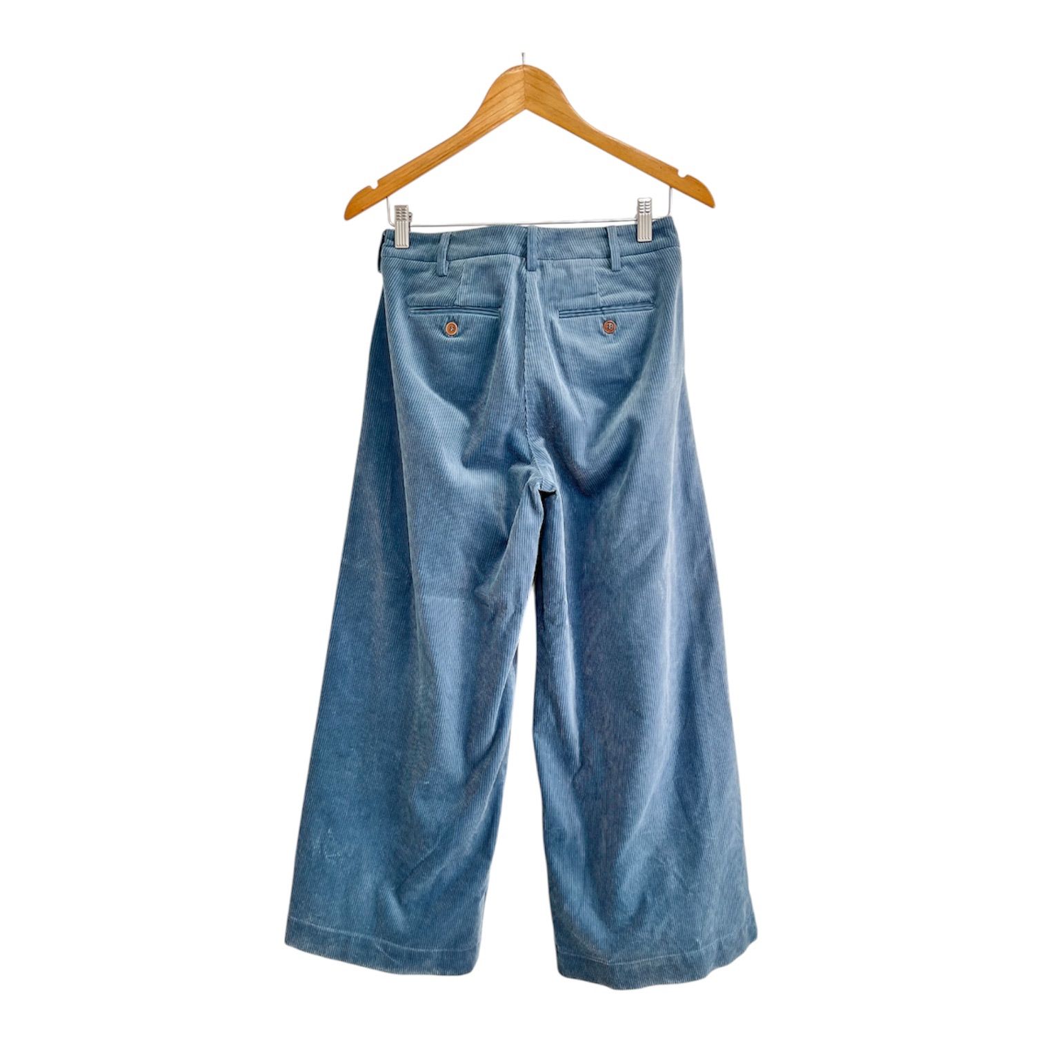 イタリア製インポート Jejia ジェジア コーデュロイワイドレッグパンツ ワイドフ ワイドパンツ 細畝 くすみブルー