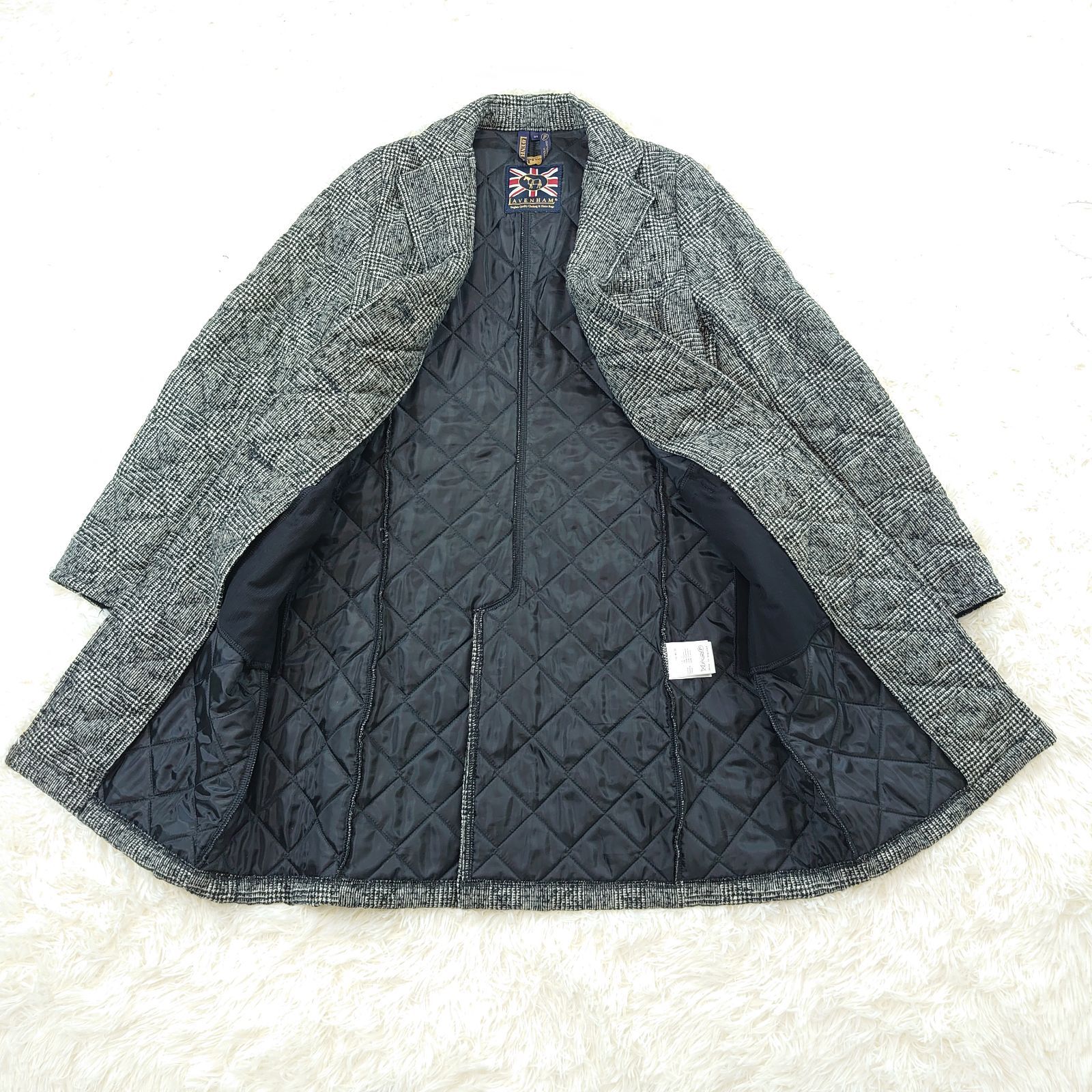 ラベンハム ロングコート グレンチェック キルティングウールコート 38