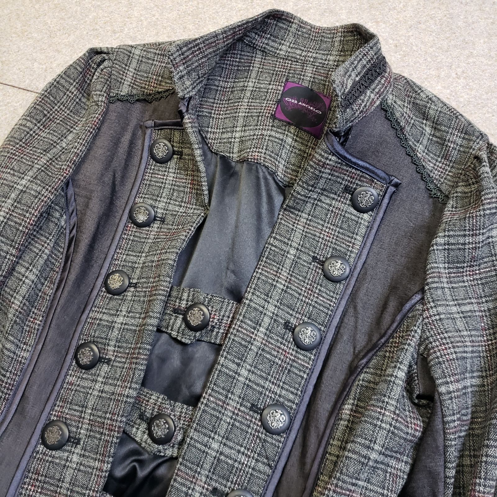 OZZ ANGELO ジャケット チェック柄 切替デザイン コルセット風バック