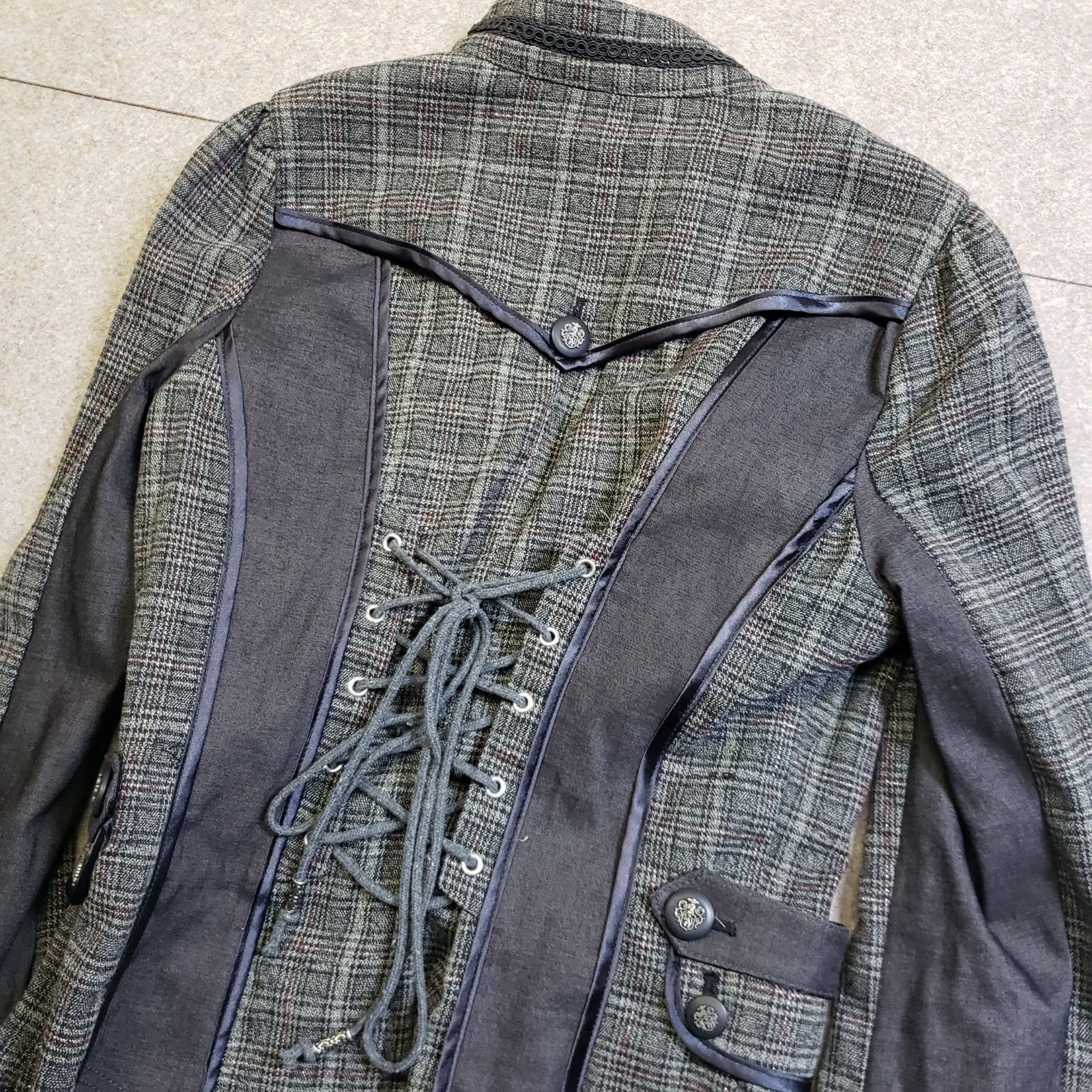 OZZ ANGELO ジャケット チェック柄 切替デザイン コルセット風バック