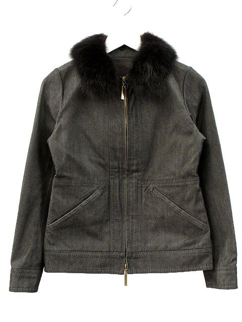 ルイヴィトン LOUIS VUITTON ファー付き デニム ジャケット ウール コットン 36 ブラック 黒 アウター 上着