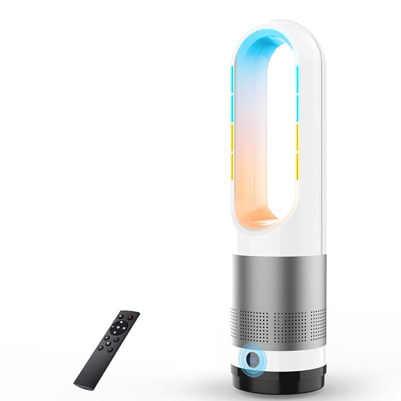 LRIOセラミックヒーター 羽なし＆冷暖房＆一年中お役立ち 電気ファンヒーター 暖房器具 省エネ 電気ストーブ 送風40 W 温風1100 暖房 2秒速暖 3段暖風 8段送風 9 Hタイマー機能 100°自動首振り 65°℃過熱保護 転倒オフ 10 Mリモコ 1