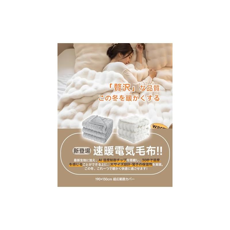 電気毛布 掛け 敷き 190 130 cm 55℃自動ダニ駆除 睡眠モード 頭寒足熱 8段階温度調整 12 Hタイマー機能 電気ブランケット 大きいサイズ ダブル 厚手生地 ふわふわ 両面使え 速暖 恒温加熱 省エネ 暖房器具 防寒対策 肩掛け 膝掛け 過 1