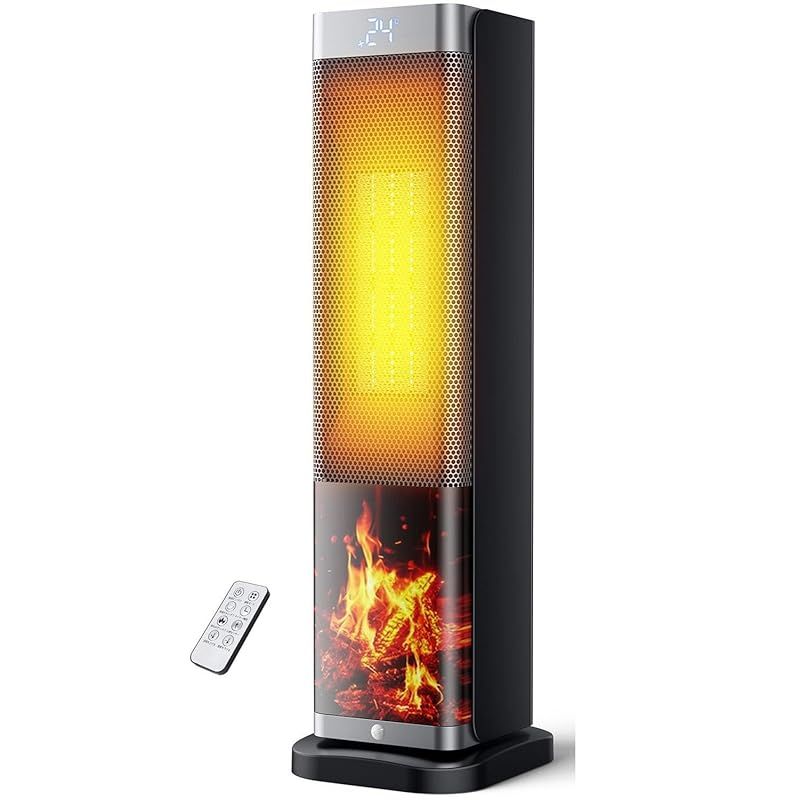 セラミックヒーター AI自動制御モデル 節電 速暖 3 D炎効果 セラミックファンヒーター 冷暖兼用 3段階 省エネ 人感センサー 8 W 電気式 ヒーター 大型 電気 温風 暖房 足元 首振り 液晶ディスプレイ タイマー付き 1