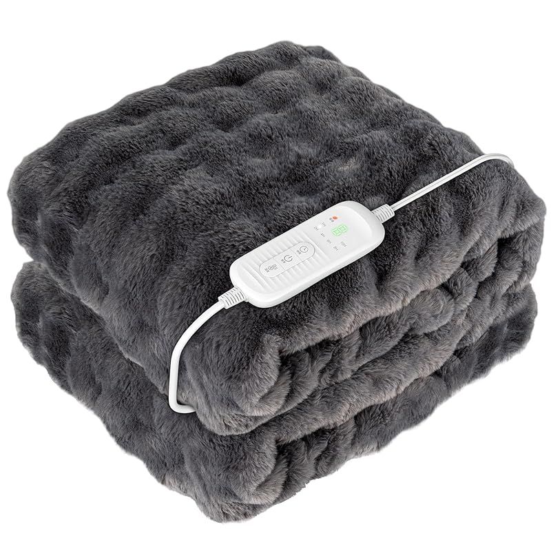 Koramaku 電気毛布 敷き 掛け 表面兎毛調 裏面水晶マイクロファイバー素材 大判サイズ 膝掛け 掛敷兼用電気ブランケット ダブル 省エネ 恒温節電 3分速暖 8段階温度調節 6段階タイマー設定 過熱保護 電磁波カット 丸洗 0