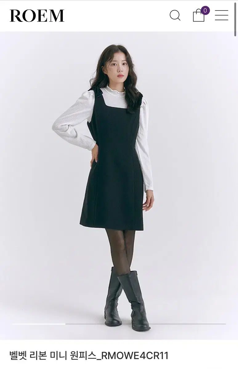 ROEM ツアーベルベット リー リボン ミニ ONE PIECE