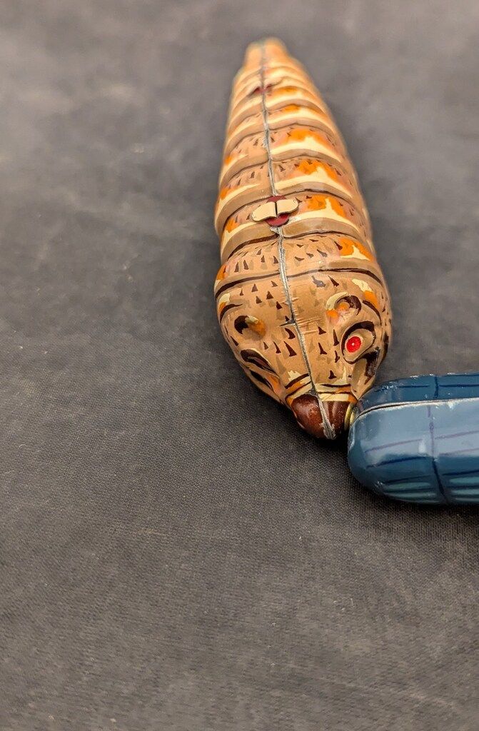 ゴジラ＆モスラ幼虫ブリキビリケン商 会 ビリケン商会 ゼンマイ歩行ブリキ ゴジラ(幼虫モスラ付) ブルー 180mm