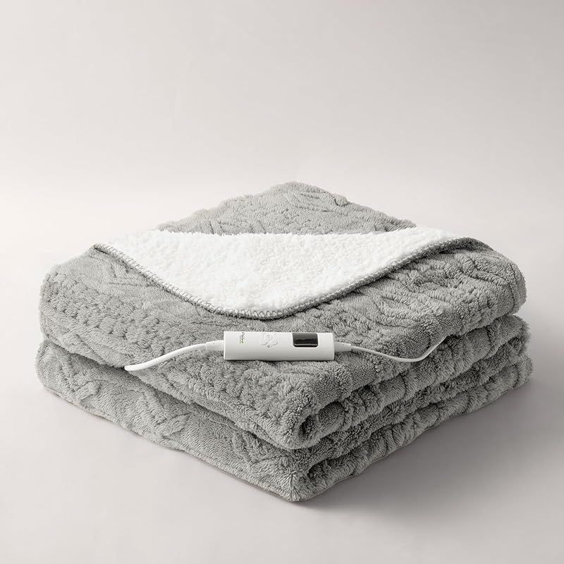 Ashler 掛け敷き兼用 電気毛布キャンプ 電気ひざ掛け 電気毛布敷き 電気ブランケット 九階段タイマー機能付き 九階段温度調節 自動電源切れ 過熱保護 丸洗い ダニ退治 防寒対策 均一加熱 PSE承認済み ライトグレー 0