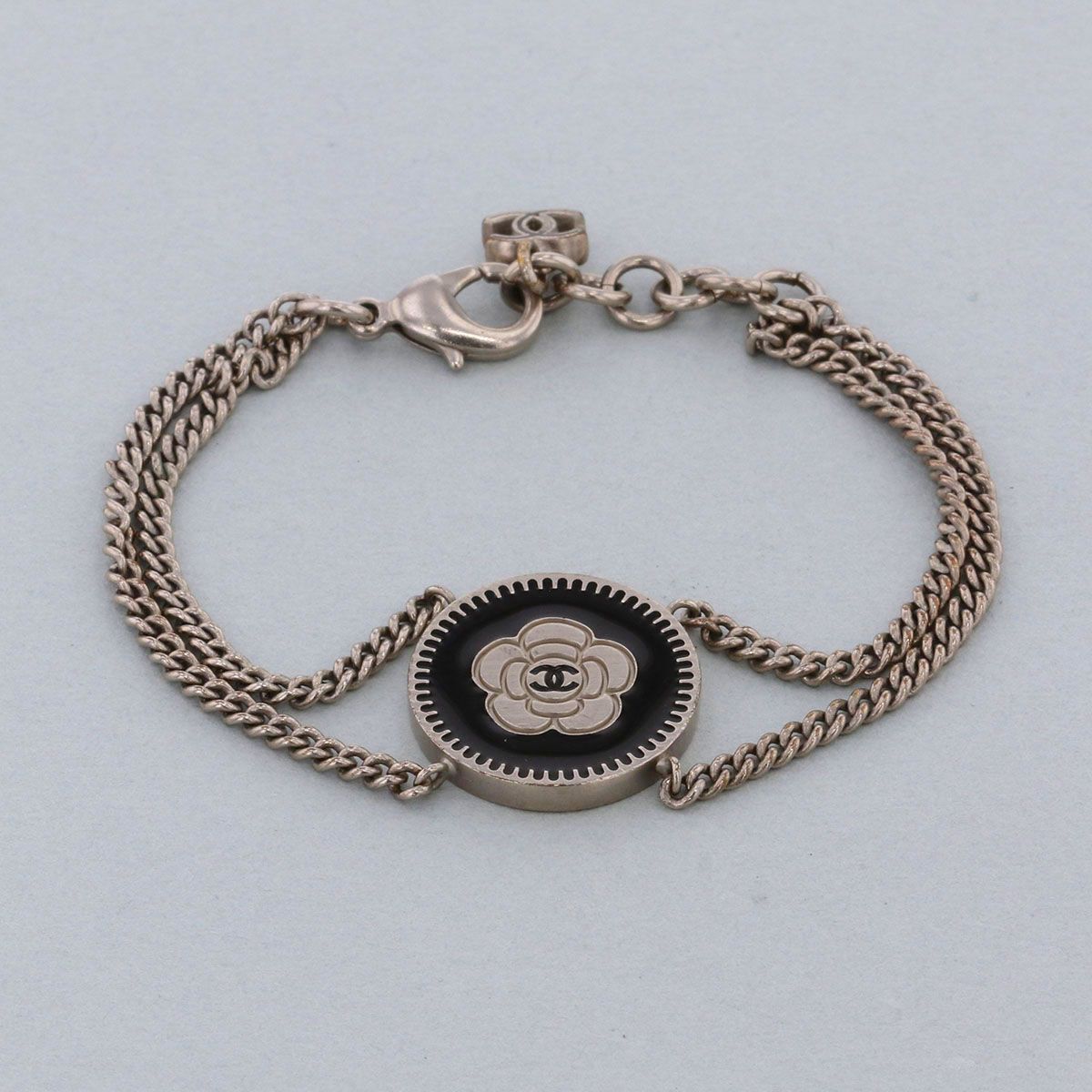 CHANEL シャネル ココマーク カメリア ブレスレット レディース メタル シルバー ブラック