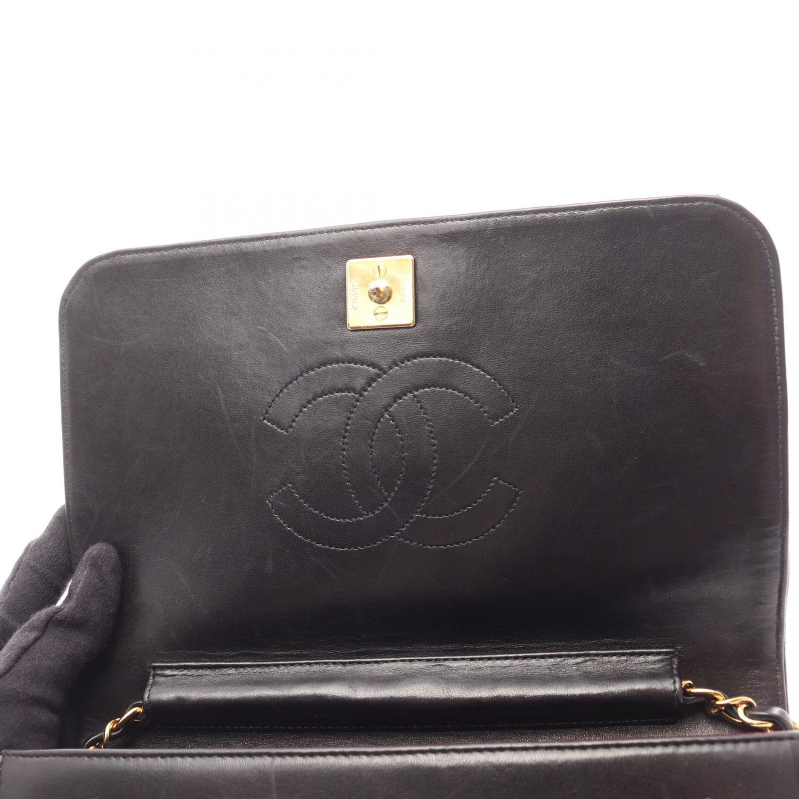 シャネル CHANEL ショルダーバッグ マトラッセ フルフラップ ブラック