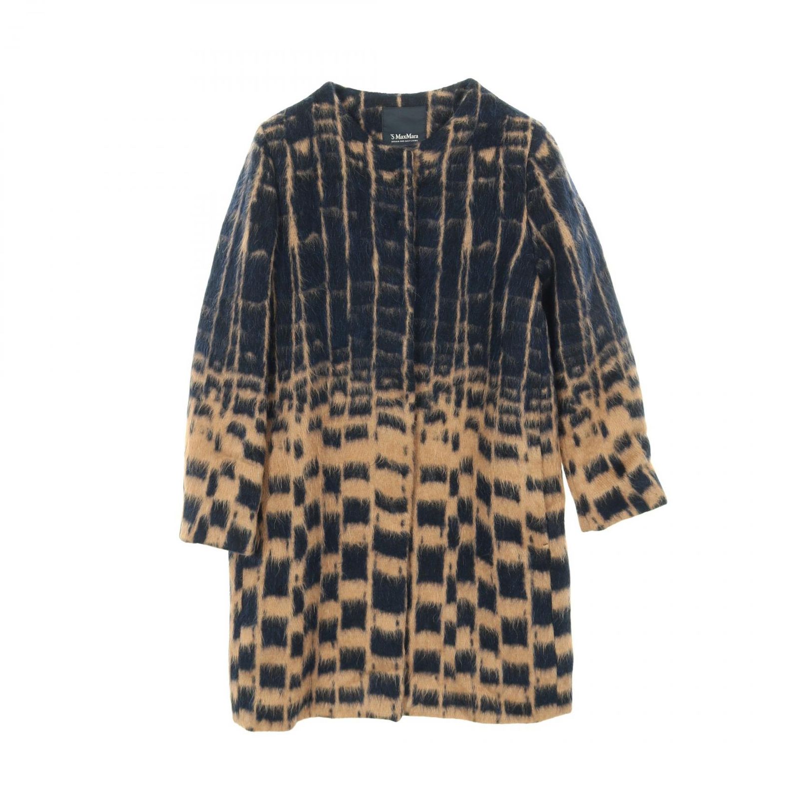 エス マックスマーラ S Max Mara ノーカラーシャギー ウール コート レディース A