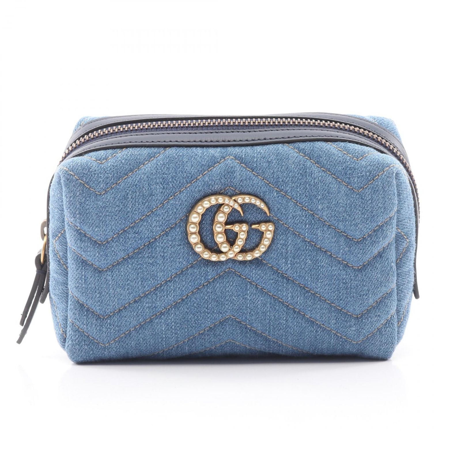 グッチ GUCCI ポーチ GGマーモント 476165 デニムブルー デニム レディース ♥