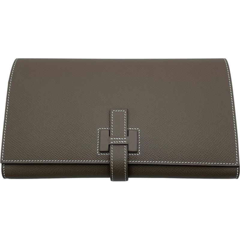 エルメス HERMES ニュー Hパッサン トゥタンマン W刻 エトゥープ エプソン レディース 長財布