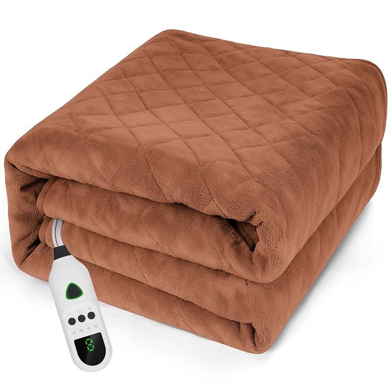 Homwarm 電気毛布 防寒 保温 速熱 敷き 暖房費節約 省エネ 電気マット LEDコントローラー 9段階温度調節 タイマー設定 過熱防止 電気ブランケット ダニ 防寒対策 暖房器具 洗濯可 丸洗い PSE認証済み 日本語取扱説明書 140 80 cm 0