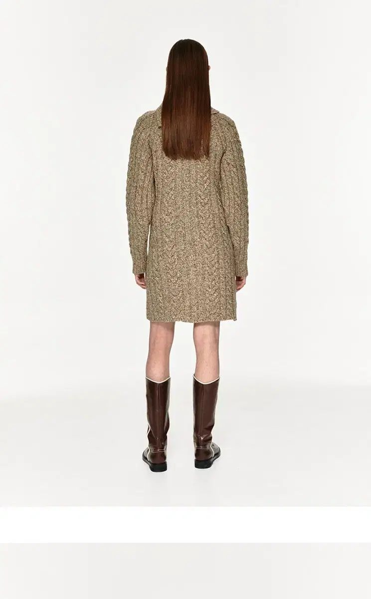 ハイネック ケーブルニットドレス