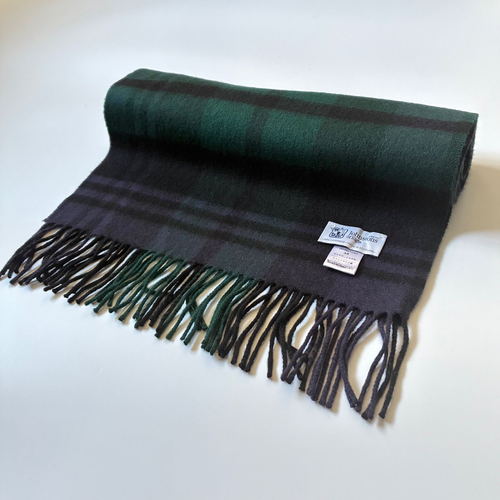 Johnstons of Elgin / カシミヤ100% ブラックウォッチ マフラー - メルカリ