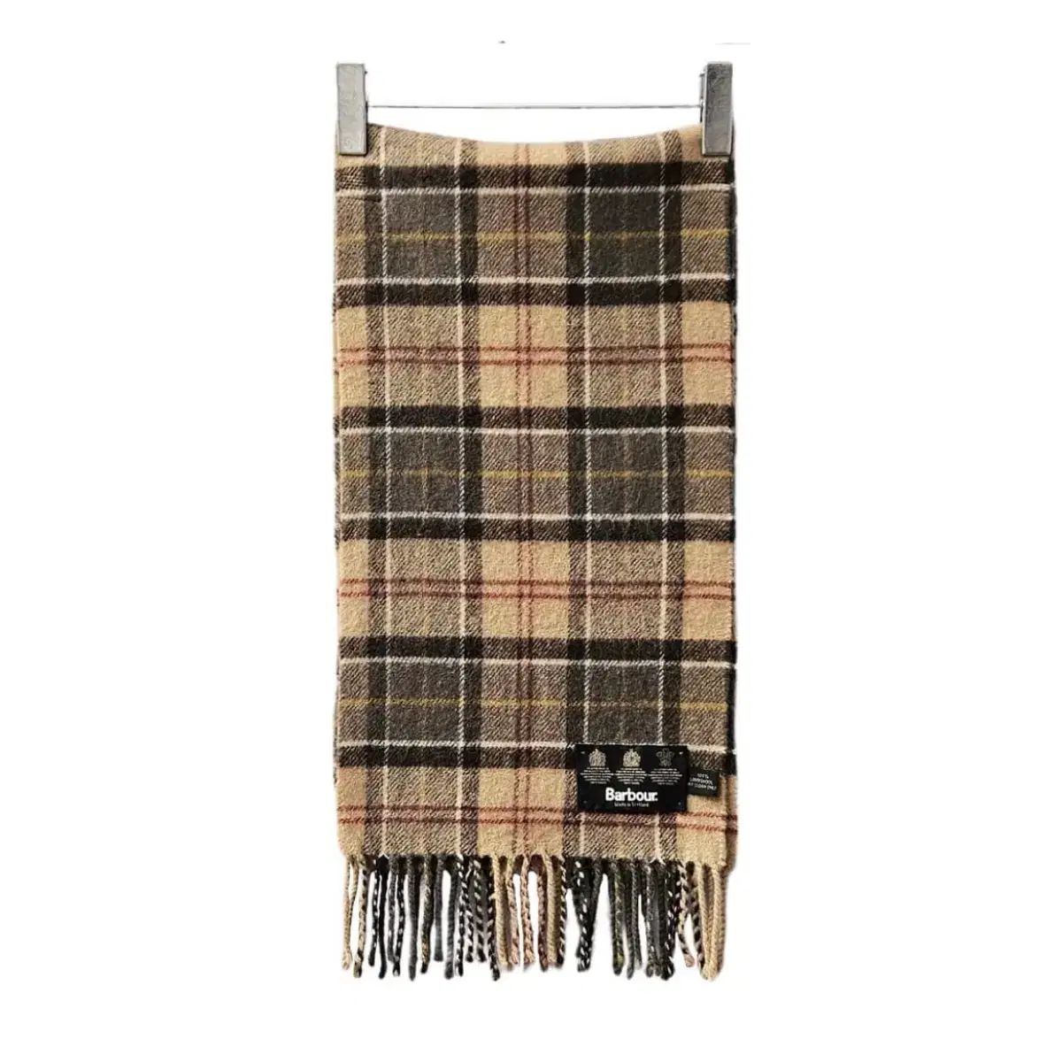 BARBOUR ラムウール タン CHECK マフラー