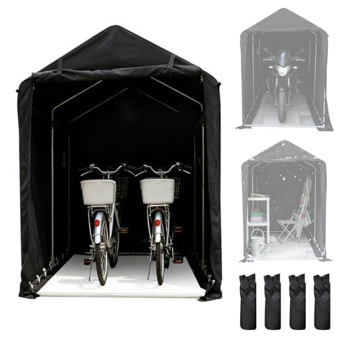 サイクルハウス バイクガレージ 自転車置き場 屋外 自転車 テント 耐水圧 40 kpa upf 50 防水防風防塵遮熱 梅雨対策 簡単な組み立て 日本語の組み立てビデオと説明書 ブラック Ｓサイズ m