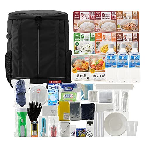 アイリスオーヤマ 防災グッズ 防災リュック 防災セット 1人用 40点 簡易トイレ 保存食 保存水 ブラック NBS 1 40 m