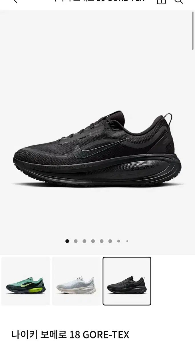 ナイキ ボメロ 18 ゴアテックス ブラック