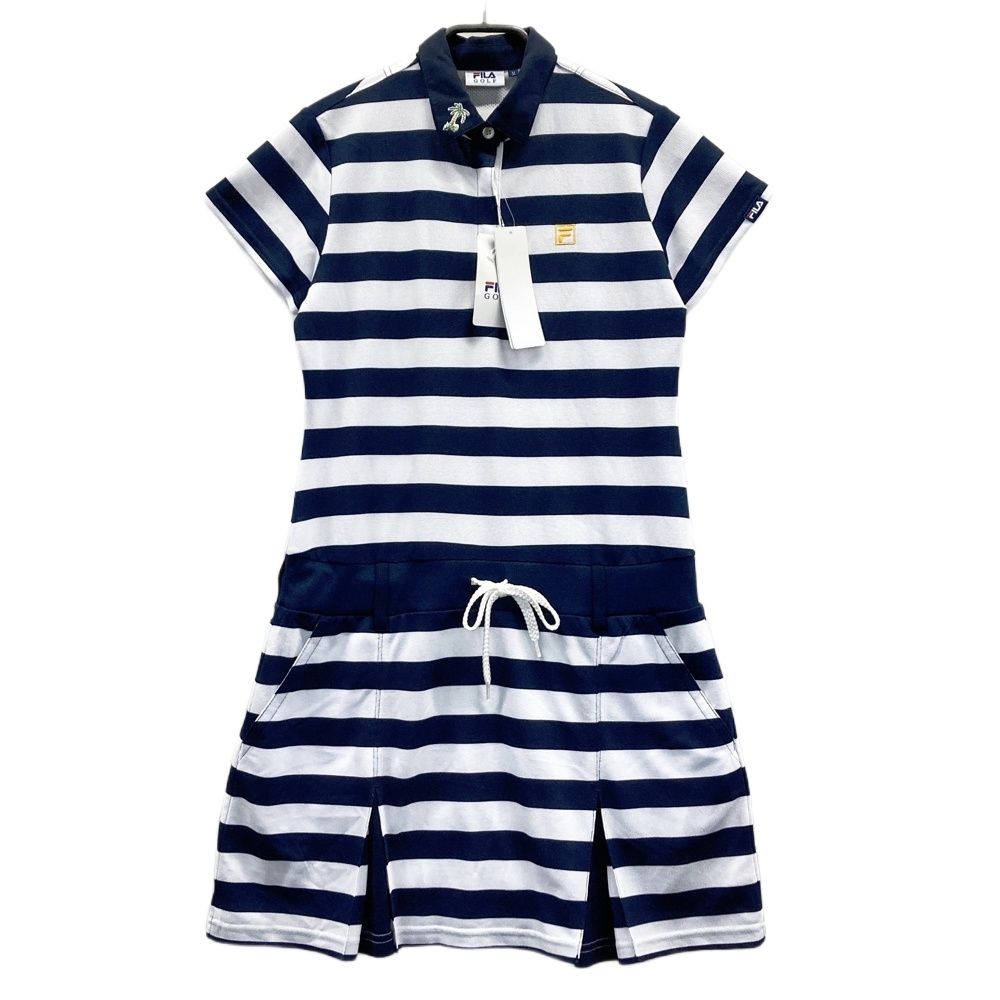 サイズ：M FILA GOLF フィラゴルフ 半袖ワンピース ボーダー柄