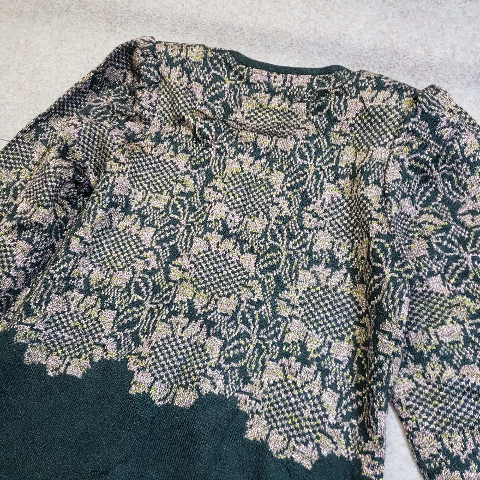 斎藤都世子 ニットワンピース ジャガード織 切替デザイン u7158s