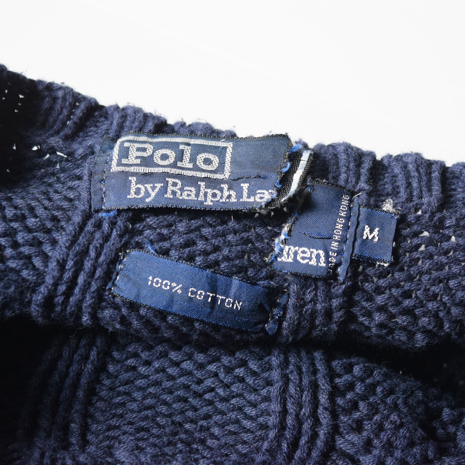 90s ralph lauren ラルフローレン ネイビー ケーブルニット コットン