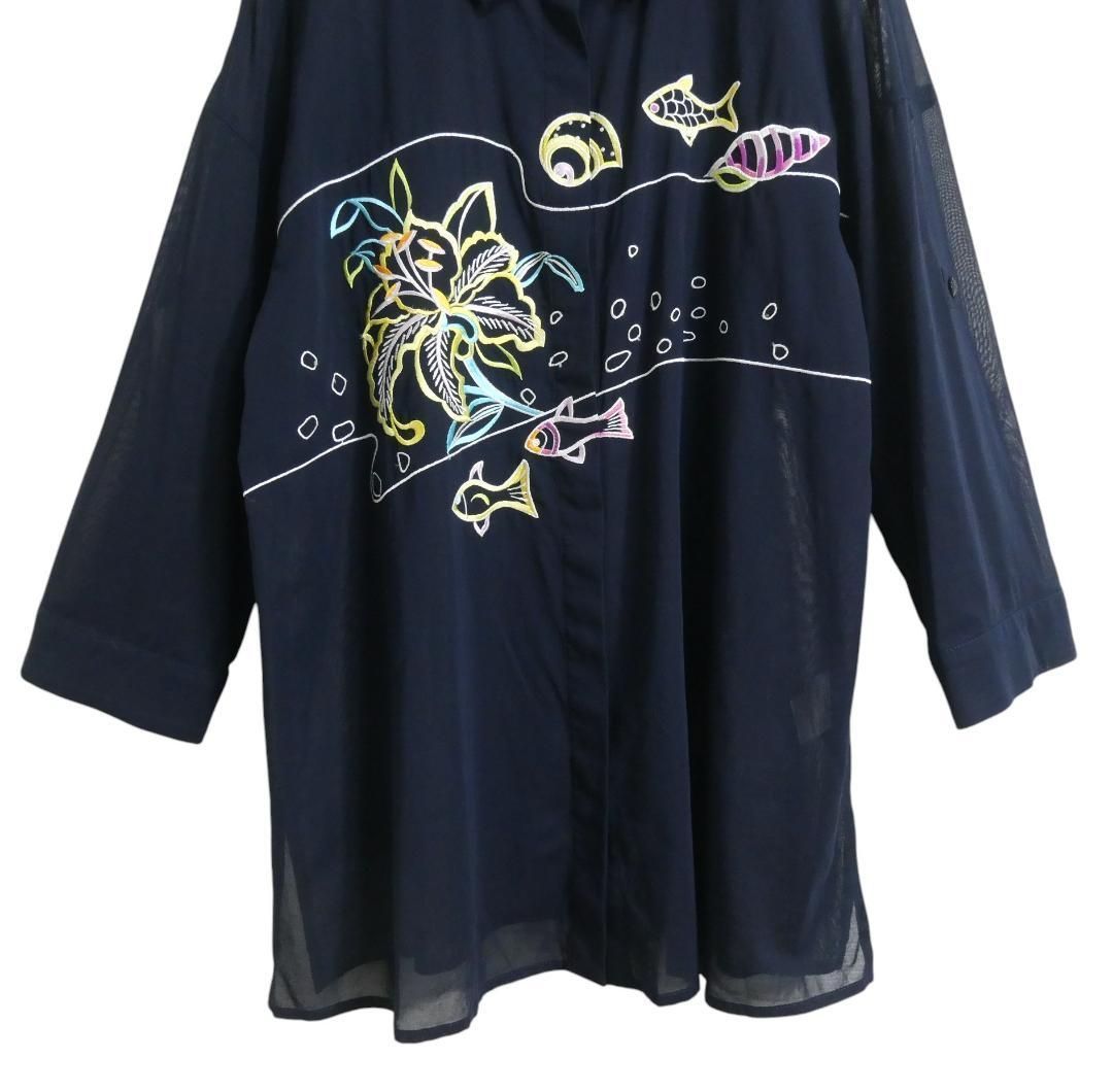 極美品 LEONARD SPORT レオナールスポーツ サイズ40 魚柄 刺繍