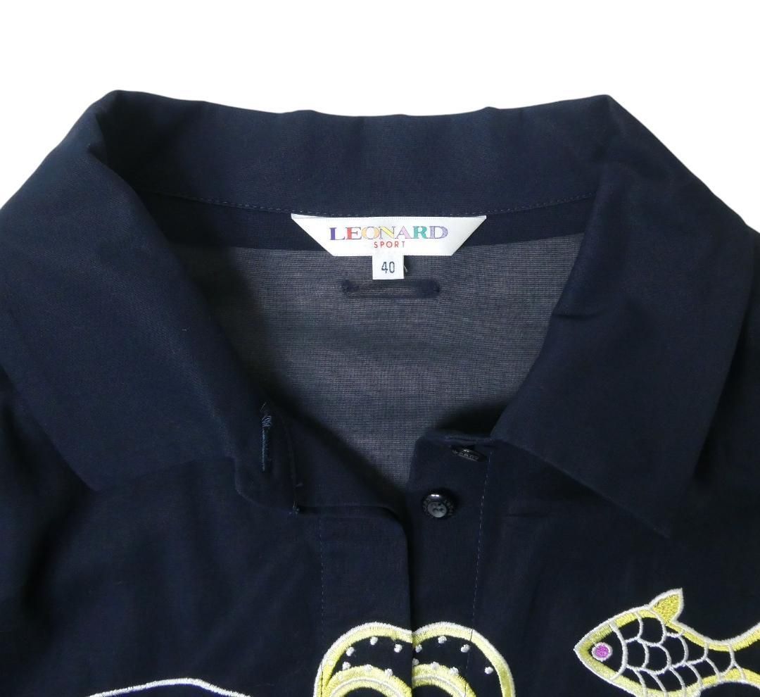 極美品 LEONARD SPORT レオナールスポーツ サイズ40 魚柄 刺繍