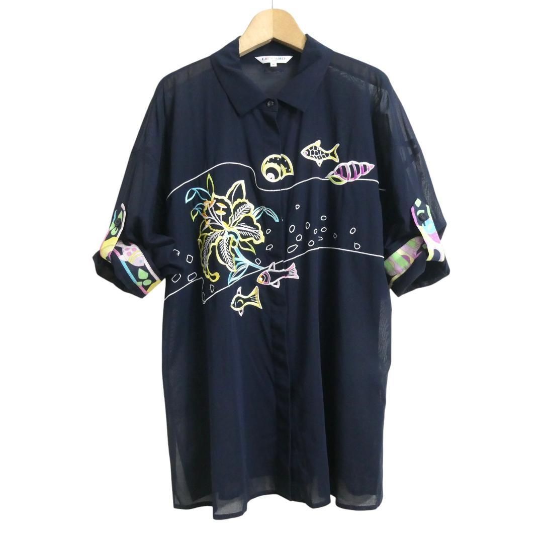 【LEONARD SPORT】半袖トップス 40 極美品 LEONARD SPORT レオナールスポーツ サイズ40 魚柄 刺繍