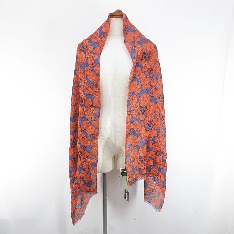  アラミス ARAMIS 花柄 フラワー ストール ショール 麻 リネン F 赤系 レッド イタリア製 カットオフ タグ付 ストール ショール 小物